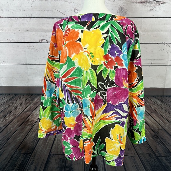 Lauren Ralph Lauren Womens Top Tunic size 2X Floral Vneck Hawaiian Aloha - Picture 5 of 11